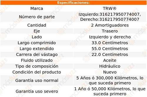 (2) Amortiguadores Hidrulicos Traseros Dodge Lancer 85/89 Foto 2