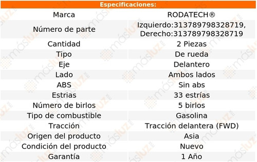 (2) Mazas Rueda Del S/abs Cutlass Ciera 2.5l 4 Cil Fwd 82/89 Foto 2