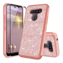 Funda Rosa Para LG K51 Con Protector De Pantalla