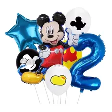 Curucu Set Globos Cumpleaños Mickey Mouse 2 Años Decoración