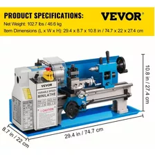 Vevor Mini Torno De Metal 7x14' Variable 50-2,250 Rpm 550w