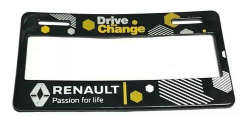 Juego Porta Placas Ancho Decorado Renault Negro/amarillo 2pz Foto 2