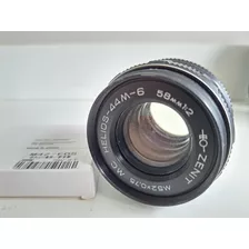 Lente Vintage Zenit 58mm F 1:2 Com Adaptador Para Canon Dslr