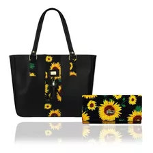 Kit Bolsa Dama Cartera Girasoles Espejo Versátil Tendencia