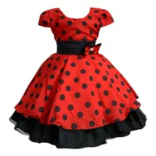 Vestido Festa Infantil Princesa Temático Ladybug Ou Minnie