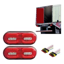 Kit Par Lanterna Traseira Carreta Randon Led 24v + Chicotes