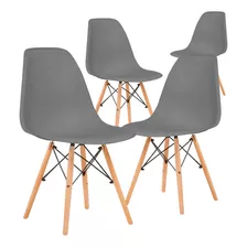 Silla De Comedor Gaon Innovacion Gaon Eames, Estructura Color Madera Y Diseño De La Tela Plastico, 4 Unidades