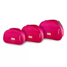 Necessaire Cisne Kit Com 3 Unidades Rosa Cor Rosa