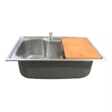 Cuba Pia Gourmet De Cozinha Em Aco Inox Com Acessorios E Tábua De Corte 60x42cm Luuk Young 6042 Prateado Cromado