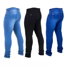 Kit 3 Calças Jeans Masculina Tradicional Skinny Na Promoção