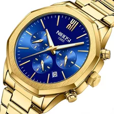 Nibosi Relojes De Cuarzo Cronógrafo De Lujo Para Hombre Color Del Fondo Gold/blue