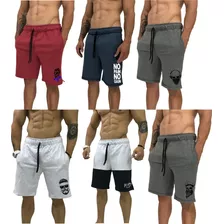 Kit 6 Bermudas Masculinas Moletom Estampadas Academia Treino