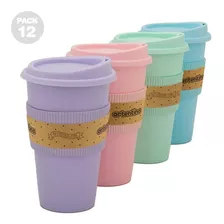 12 Vaso Térmico Jarro Café Taza Térmica Tapa Y Faja Silicona