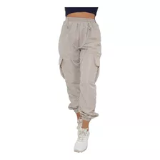 Calca Feminina Tactel Calça Jogger Cargo Corrente Moda Bolso