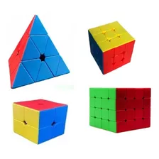 Kit Cubo Mágico 2x2x2 + 3x3x3 + 4x4x4 + Piramide Profissiona