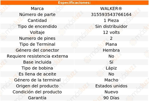 Bobina Encendido Jaguar S-type V6 3.0l 00/02 Walker Foto 3