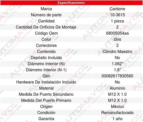 1 Bomba Frenos Mercedes-benz Sprinter 2007 Cardone Foto 4