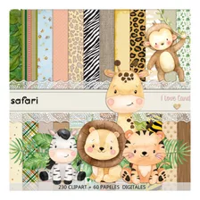 Kit Digital Safari Jungla Papeles + Clipart