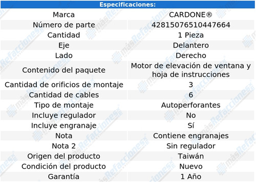 Motor Elevador Cristal Delantero Derecho Mazda Cx-7 2009 Foto 5