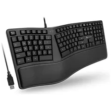 Teclado Ergonómico Cableado Con Reposamuñecas - Escri...