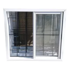 Ventana 80x80 Aluminio Blanco Vidrio Entero Con Reja