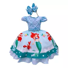 Vestido De Festa Luxo Infantil Ariel Pequena Sereia