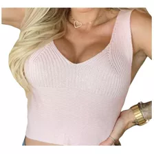 Croped Tricot Modal Modal Top Canelado Verão Feminino