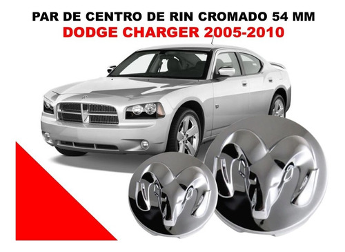 Centros De Rin Dodge Charger 2005-2010 Cromado 54 Mm 2 Pzas Foto 2