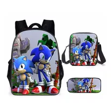 Kit De Mochila Escolar Para Niños 3pcs Sonic Messenger Bag