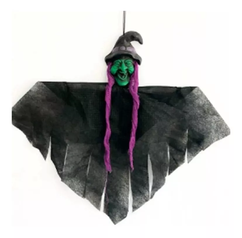Colgante Bruja Negro Y Violeta 37x42cm Decoracion Halloween