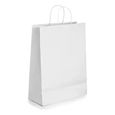 Bolsa De Papel Blanca 30x22x10cm, Pack De 50 Unidades.