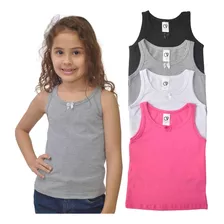 Kit 4 Regata Camisetas Cotton Infantil Menina 2 3 4 6 8