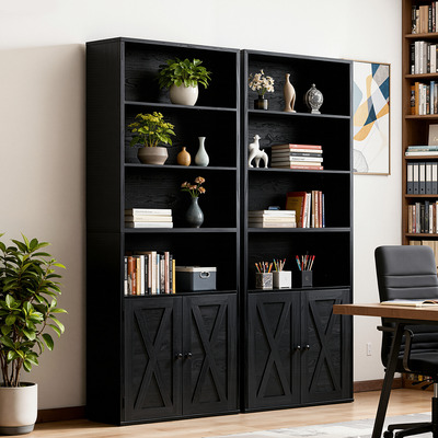 Librero Con Puerta Perfecto Librero Modernos 6 Capas Negro