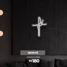 Painel De Acrílico Com Led Neon Escrita Fé