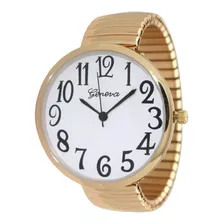 Geneva Super Large Stretch Watch Clear Number Easy Read (oro