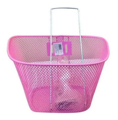 Cesta Cestinha De Aço Aramada Rosa Bike Bicicleta Aro 26