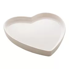 Porta Anéis Cerâmica Heart Branco 13cm X 12,5cm X 1,5cm