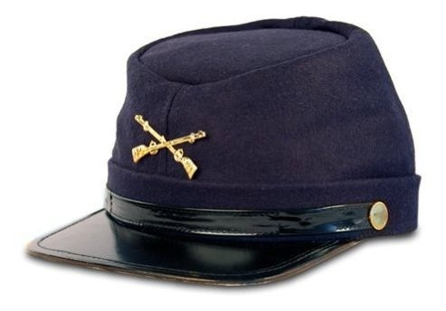Guerra Civil Kepi Union Army Sombrero De Lana Azul Forrado A