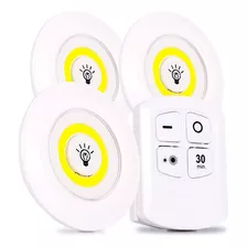 Kit Lampada Luminaria Spot Sem Fio Controle Remoto C/ 3 Led