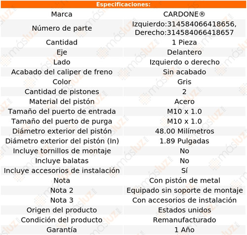 (1) Caliper O Mordaza Del Izq O Der Mdx 6 Cil 3.5l 17/19 Foto 5