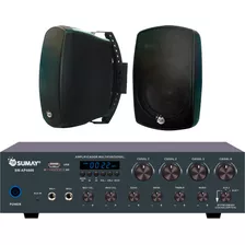 Kit Som Ambiente 2 Caixas 120w + Sm-ap4000 Preto - Sumay