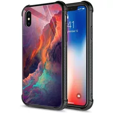 Estuche Para iPhone XR Nebulosa De Marmol Azul Naranja Est