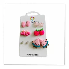 Set Aritos De Fantasía Frutas Y Estrellas Niñas