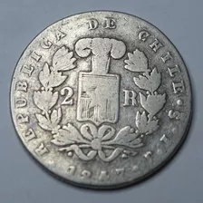 2 Reales Chile 1847 - Moneda De Plata Circulada