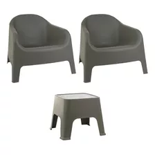 Sillones Plasticos Skarpo X2 + Mesa Sunset Gardenlife