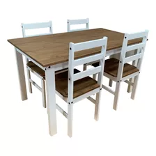 Mesa De Jantar Com 4 Cadeiras Madeira Maciça 140 X 80 Rustic