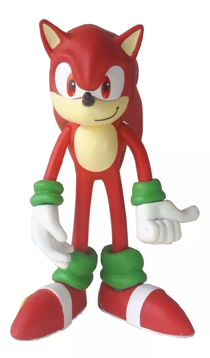 Boneco Sonic Vermelho 26cm Articulado Sega Coleção Caixa