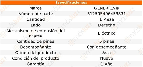 Espejo Der Elect C/desemp 5 Pines Renault Duster 13/20 Foto 2