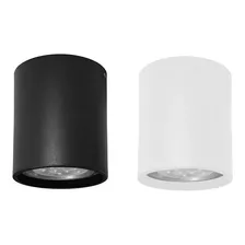 2x Spot Sobrepor Cilindro De Teto Para Gu10 Alumínio + Led Cor Branco Led Quente