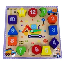 Reloj Didáctico De Madera Juego Infantil De Encastre Mt08924